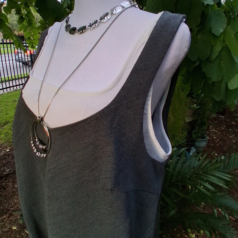 🔥NWT ASOS Gray White Sleeveless Midi Slip Dress Size 12 - Picture 7 of 11